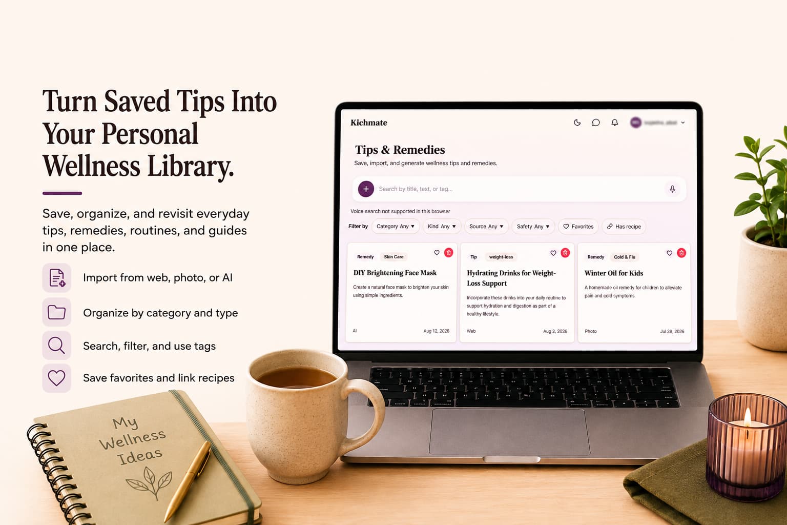 Illustration for the article “Turn Saved Tips Into Your Personal Wellness Library”
